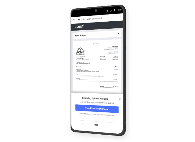 joist financing on mobile device