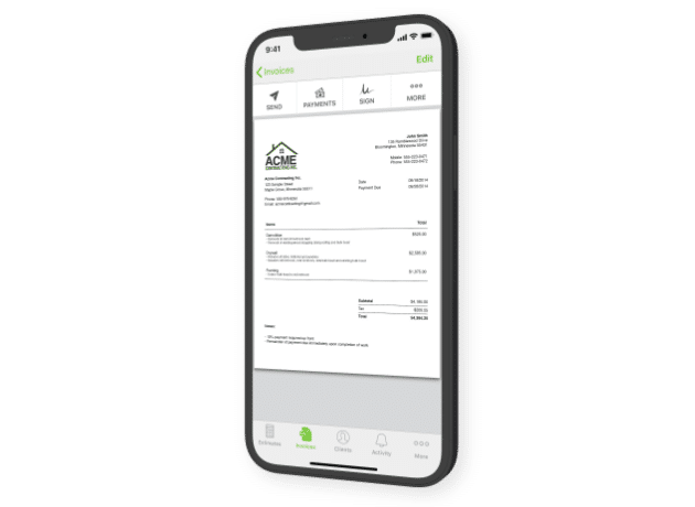 Joist Invoices on mobile device