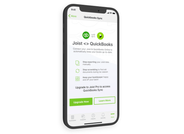 Joist quickbooks sync on mobile device