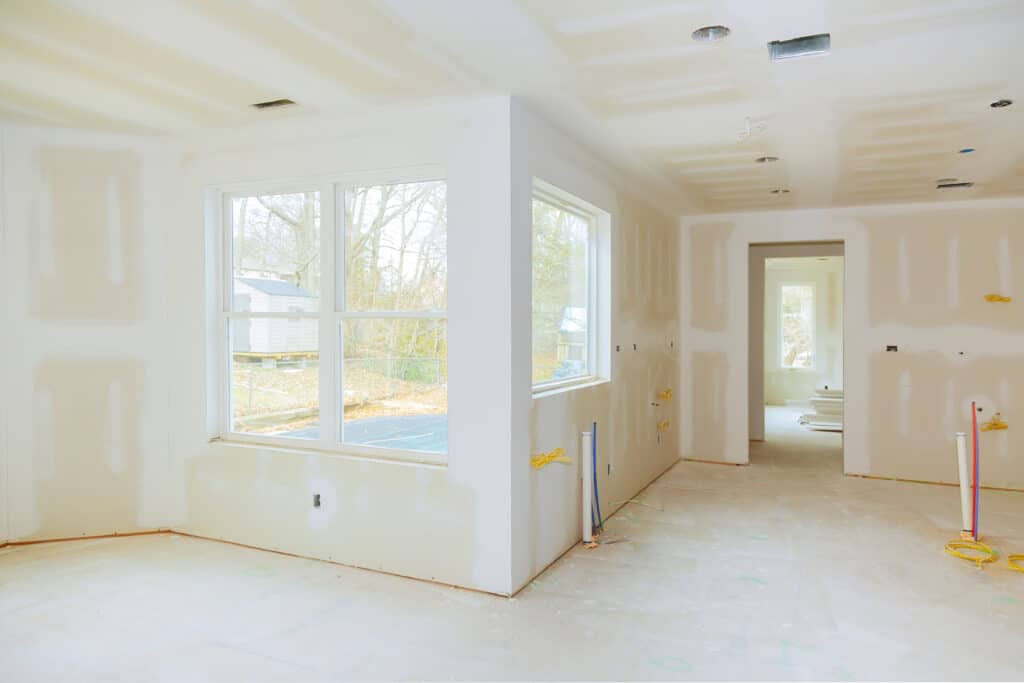 image of drywall being done