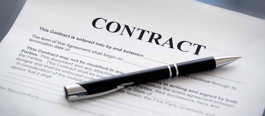 pen on contract