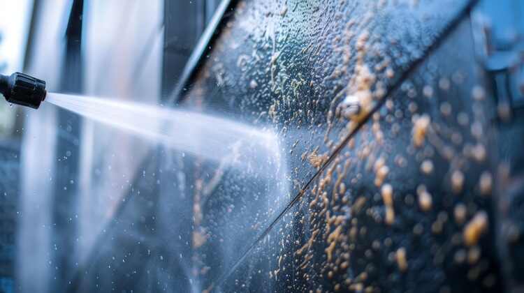 Pressure cleaning wall