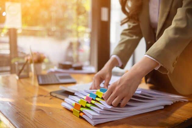 expense categories organized at desk