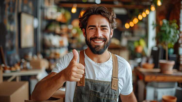 happy employee with benefits