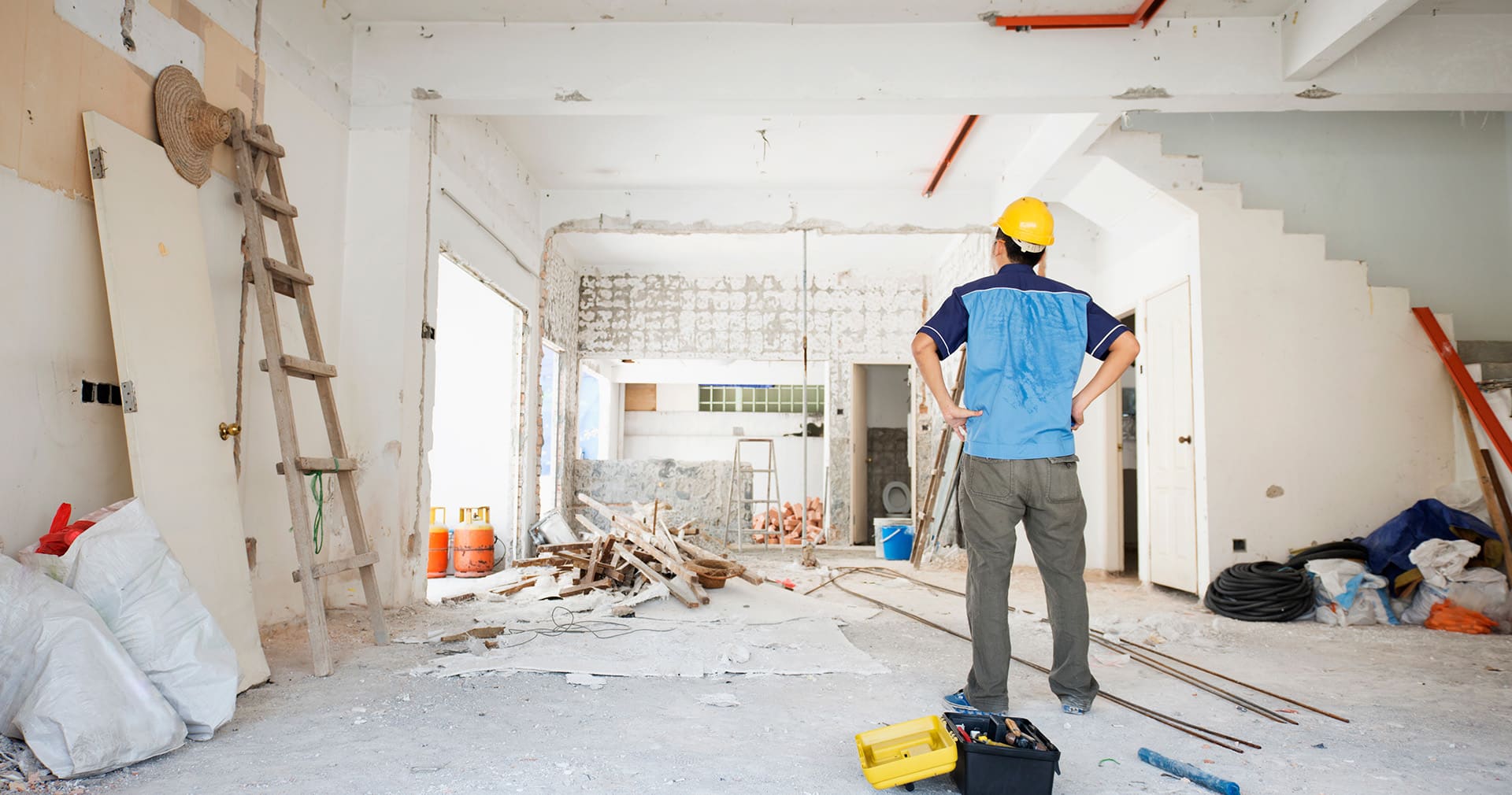 Home remodeler in middle of home renovation