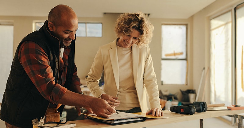Client and home pro review documents together