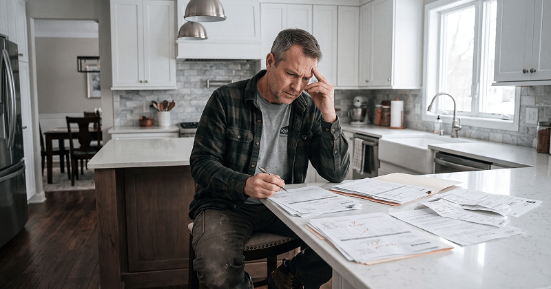A man tries to choose the right payment set-up for his business.