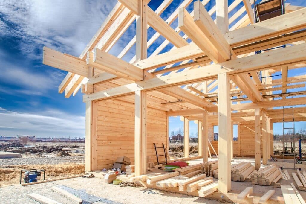 outisde of residential construction project featuring frame